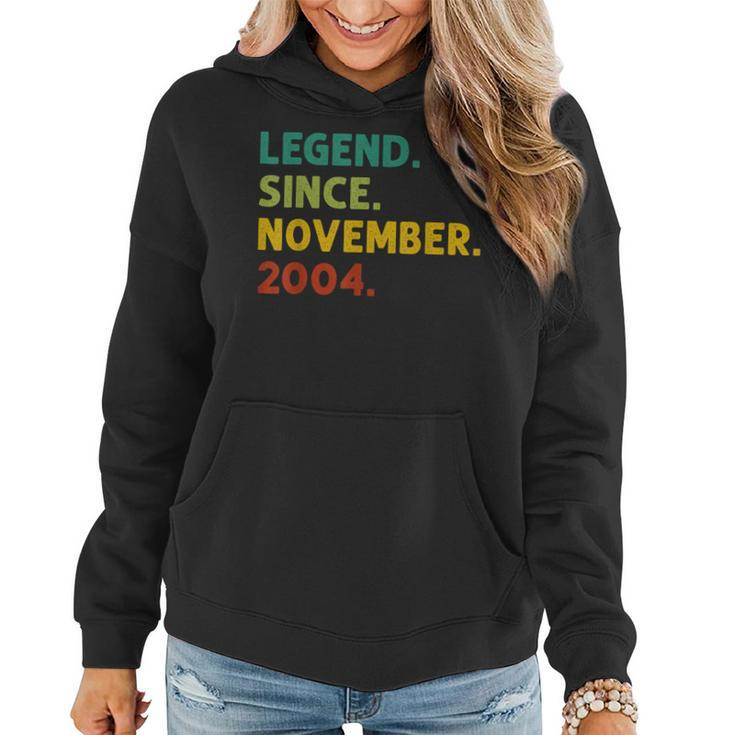 18 Years Old Gifts Legend Since November 2004 18Th Birthday  Women Hoodie Graphic Print Hooded Sweatshirt
