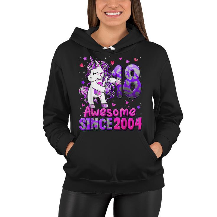 18 Years Old Unicorn Flossing 18Th Birthday Girl Unicorn  Women Hoodie