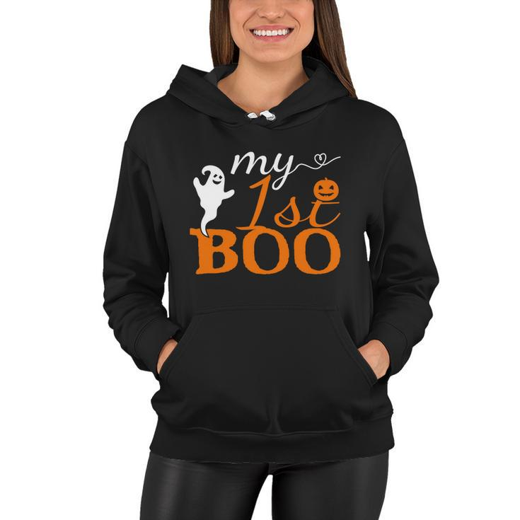 1St Boo Pumpkin Halloween Quote Women Hoodie