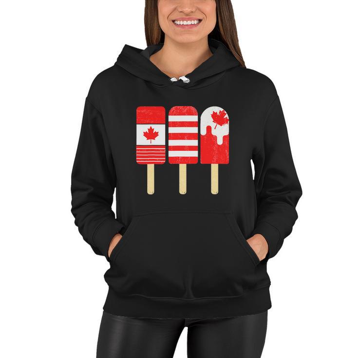 1St Of July Popsicle Red White Funny Canadian Flag Patriotic Women Hoodie