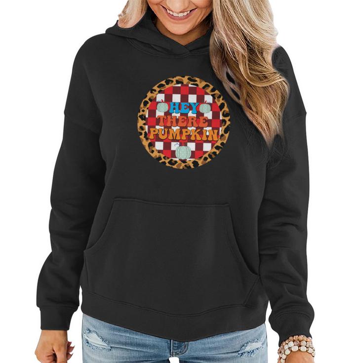 Hey There Pumpkin Leopard Fall Gift Women Hoodie Graphic Print Hooded Sweatshirt