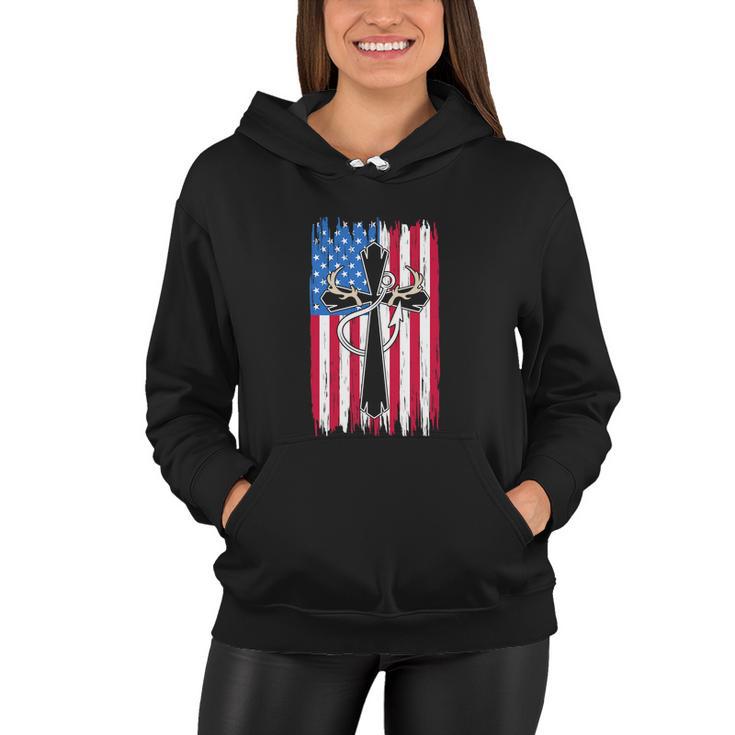 4Th Of July Christian Hunter Fisherman Usa Flag Women Hoodie