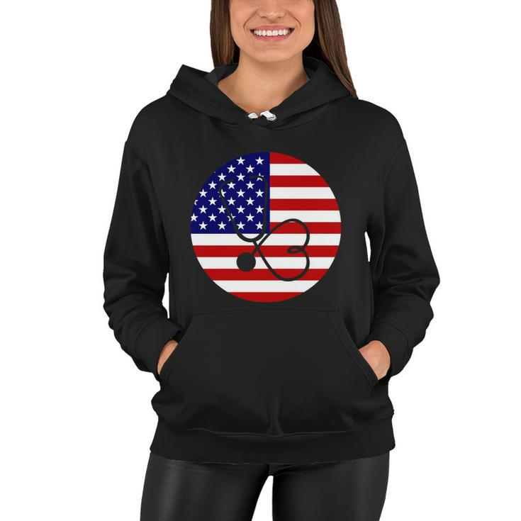 4Th Of July Nurse Independence Day Design Gift American Flag Gift Women Hoodie