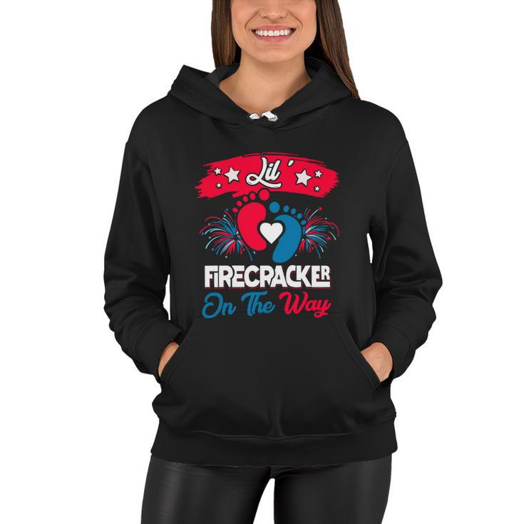 4Th Of July Pregnancy Meaningful Gift Lil Firecracker On The Way Great Gift Women Hoodie