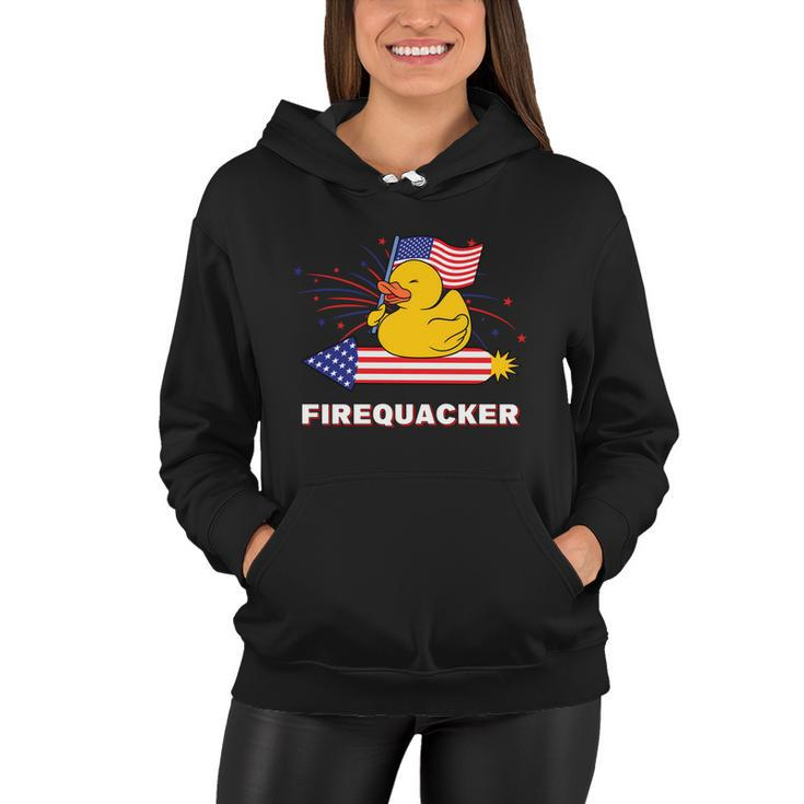 4Th Of July Usa Patriotic Firecracker Rubber Duck Women Hoodie