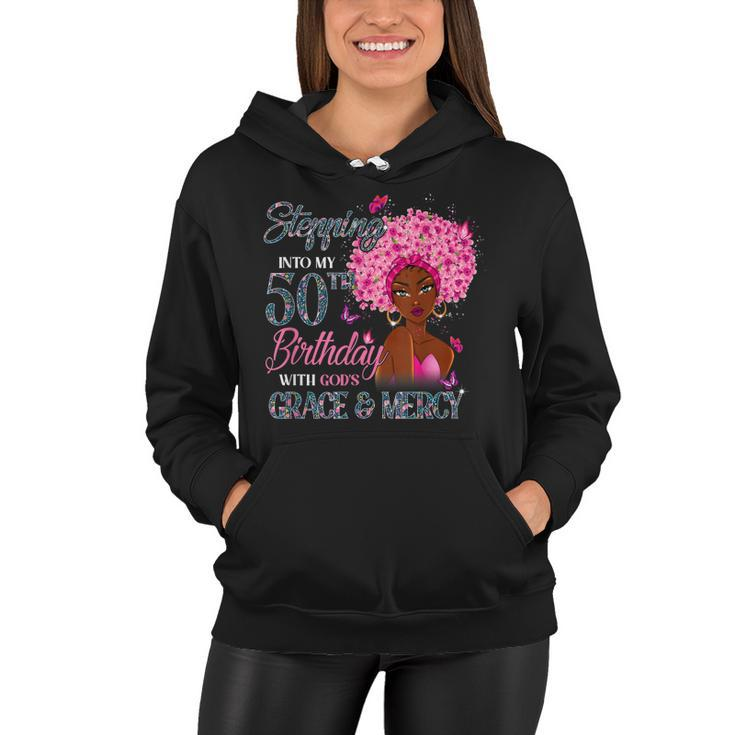 50Th Birthday Squad Stepping Into 50 Years Old Black Womens  Women Hoodie
