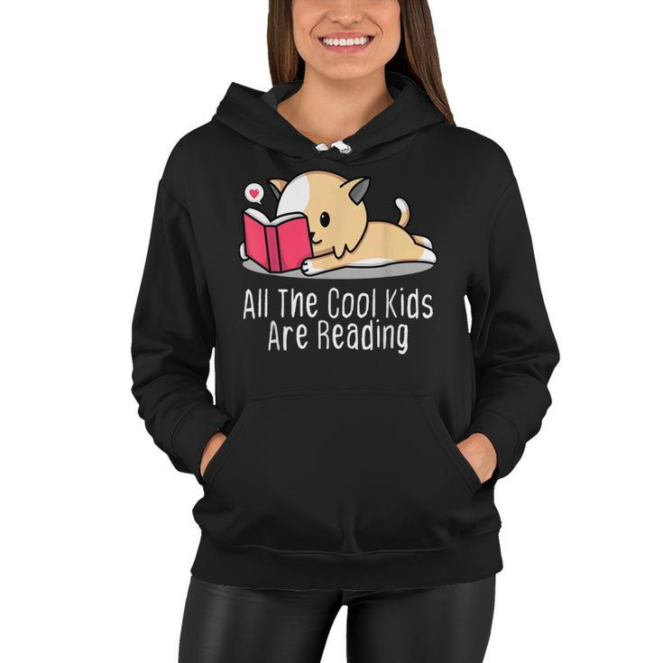 All The Cool Kids Are Reading  Book Cat Lovers  Women Hoodie