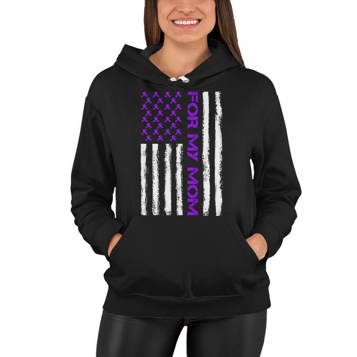 Alzheimers Awareness For My Mom Support Flag Women Hoodie