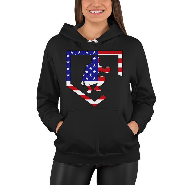 American Baseball Catcher Flag Tshirt Women Hoodie
