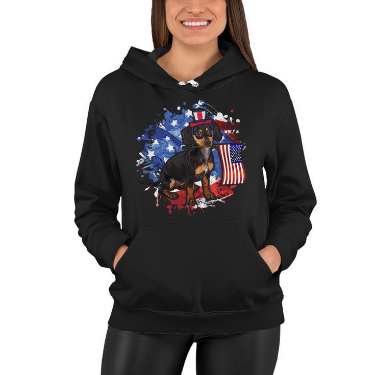 American Flag Dachshund Dog Cool Women Hoodie