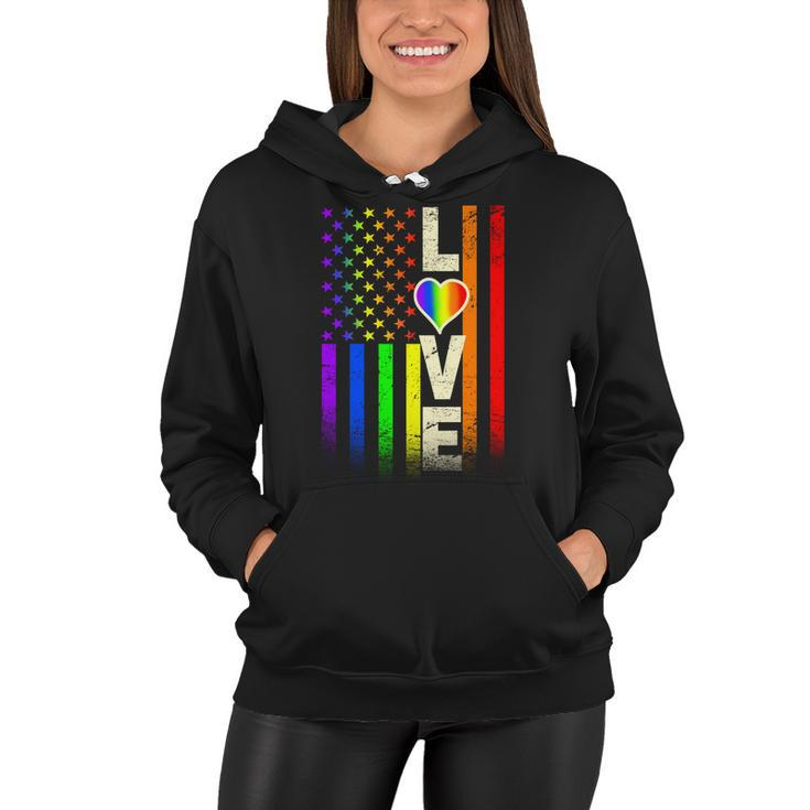 American Love Gay Pride Rainbow Flag Women Hoodie
