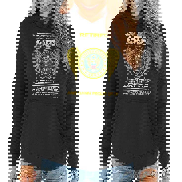 Army Retired Military US Army Retirement Women Hoodie Graphic Print Hooded Sweatshirt