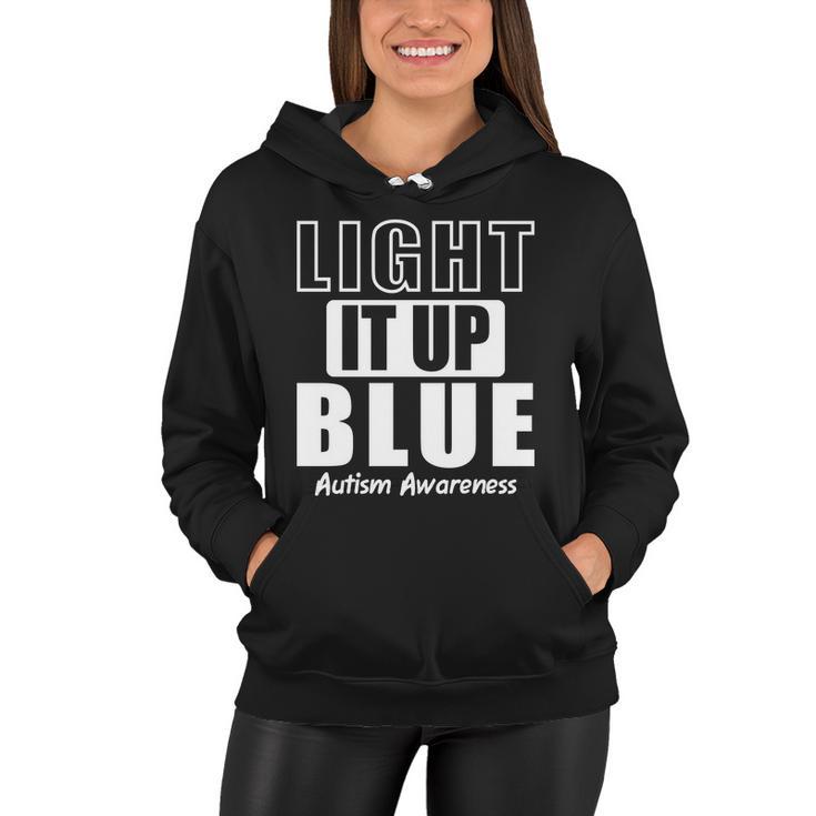 Autism Awareness Light It Up Blue Text Logo Women Hoodie