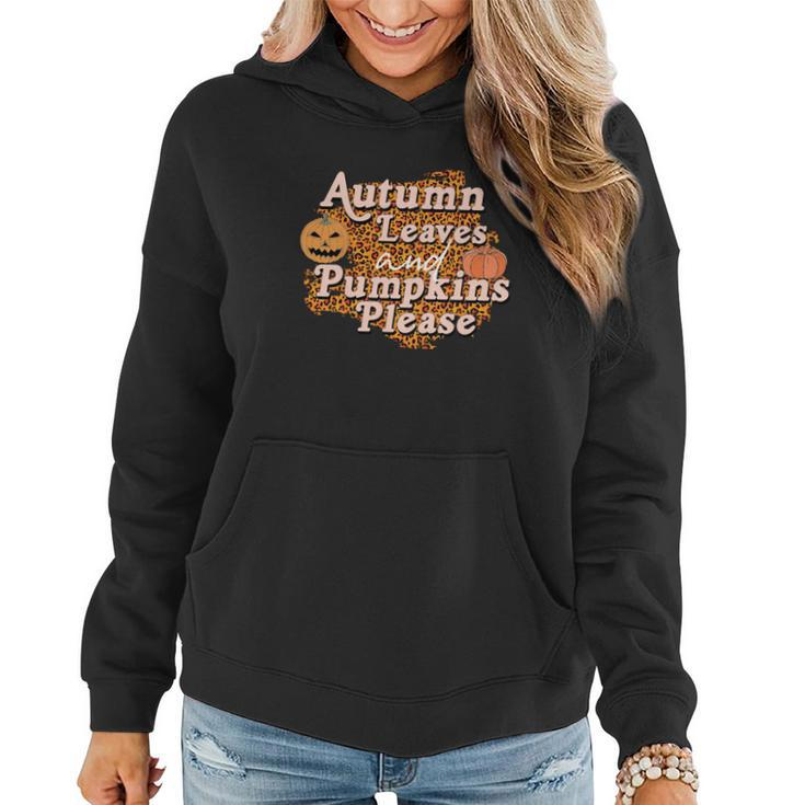 Autumn Leaves And Pumpkins Please Leopard Fall Women Hoodie Graphic Print Hooded Sweatshirt