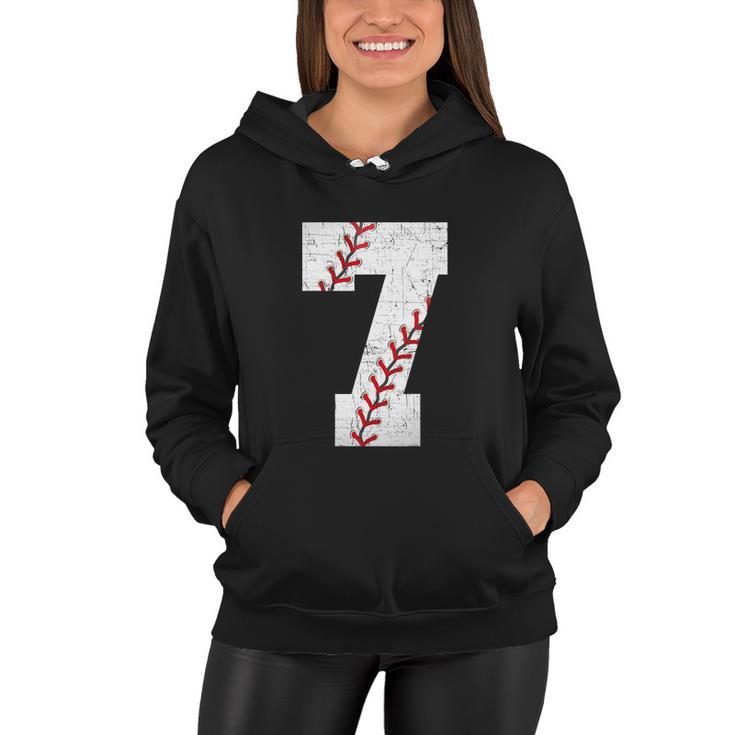 Baseball Softball Lover Seven Years Bday 7Th Birthday Boy Women Hoodie