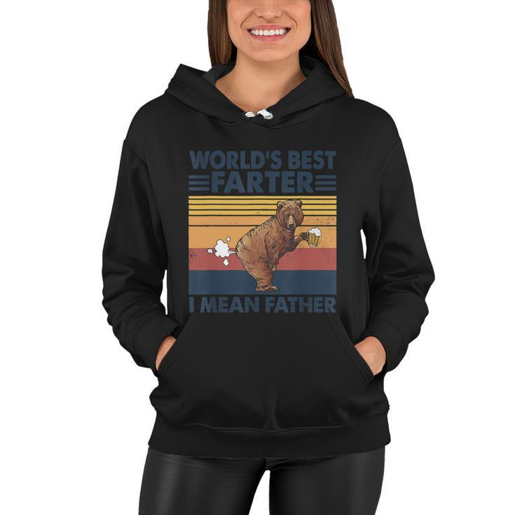 Bear Worlds Best Farter Gift I Mean Father Vintage Retro Gift Women Hoodie