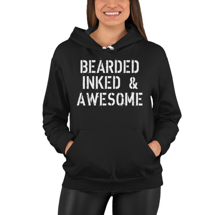 Bearded Inked & Awesome Beard Tattoo Logo Tshirt Women Hoodie