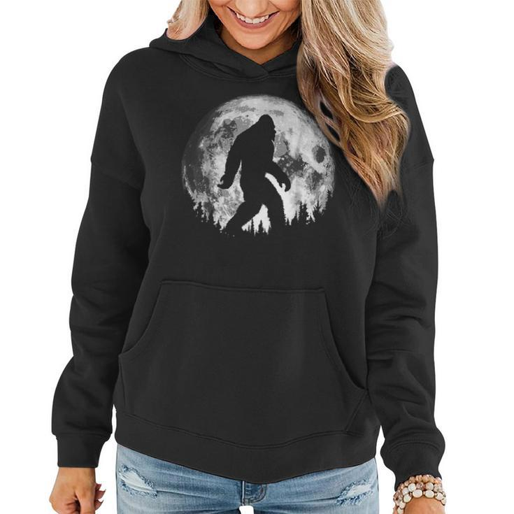 Bigfoot Night Stroll Cool Full Moon Night & Trees Sasquatch  Women Hoodie Graphic Print Hooded Sweatshirt