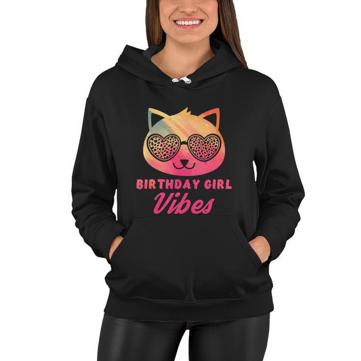 Birthday Girl Vibes Colorful Funny Cat Kitty Leopard Eyes Girls Women Hoodie