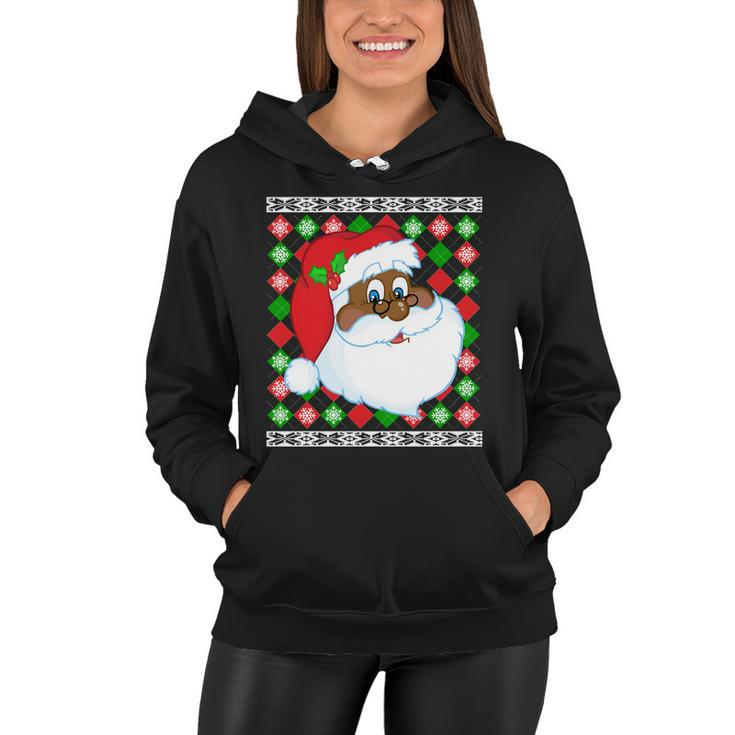 Black Santa Claus Ugly Christmas Sweater Women Hoodie