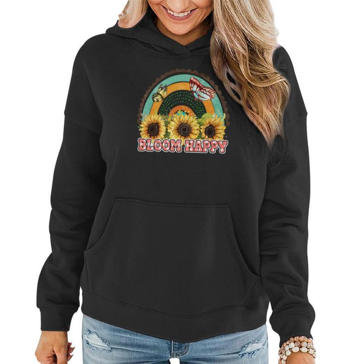 Boho Vintage Bloom Happy Flower And Butterfly Design Women Hoodie Graphic Print Hooded Sweatshirt