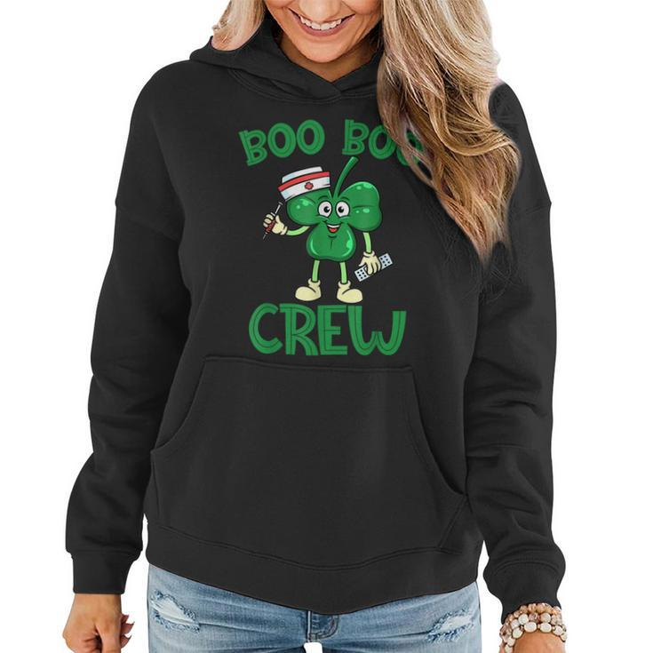 Boo Boo Crew Nurse St Patricks Day Lucky Shamrock Nurse  Women Hoodie Graphic Print Hooded Sweatshirt
