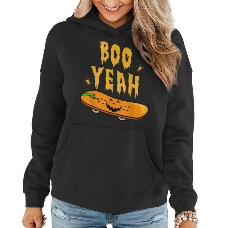 Boo Yeah Skateboard Halloween Spider Skateboard Cute   Women Hoodie Graphic Print Hooded Sweatshirt