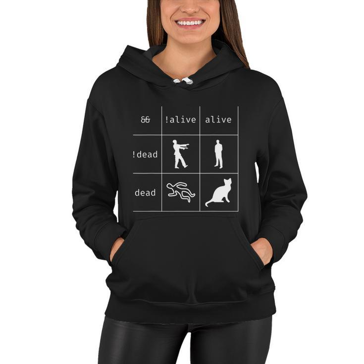 Boolean Logic Alive And Dead Funny Programmer Cat Tshirt Women Hoodie