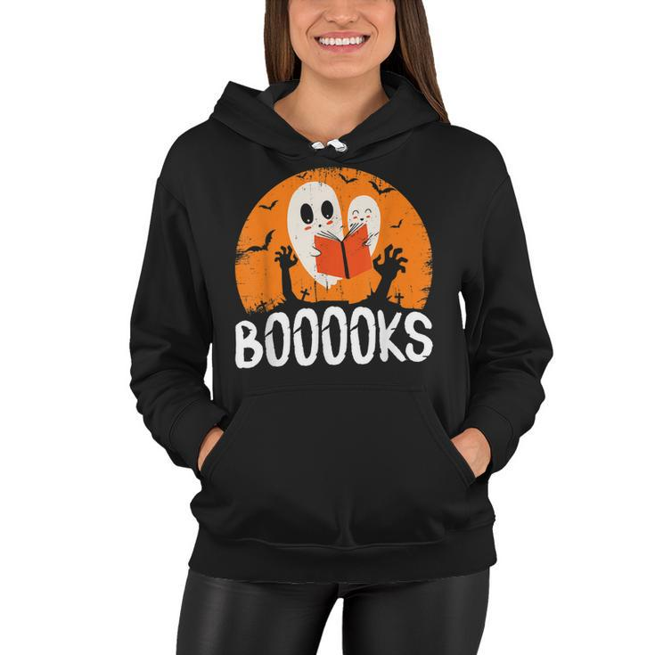 Boooks Funny Halloween Ghost Bookworm Spooky Season Reading  Women Hoodie