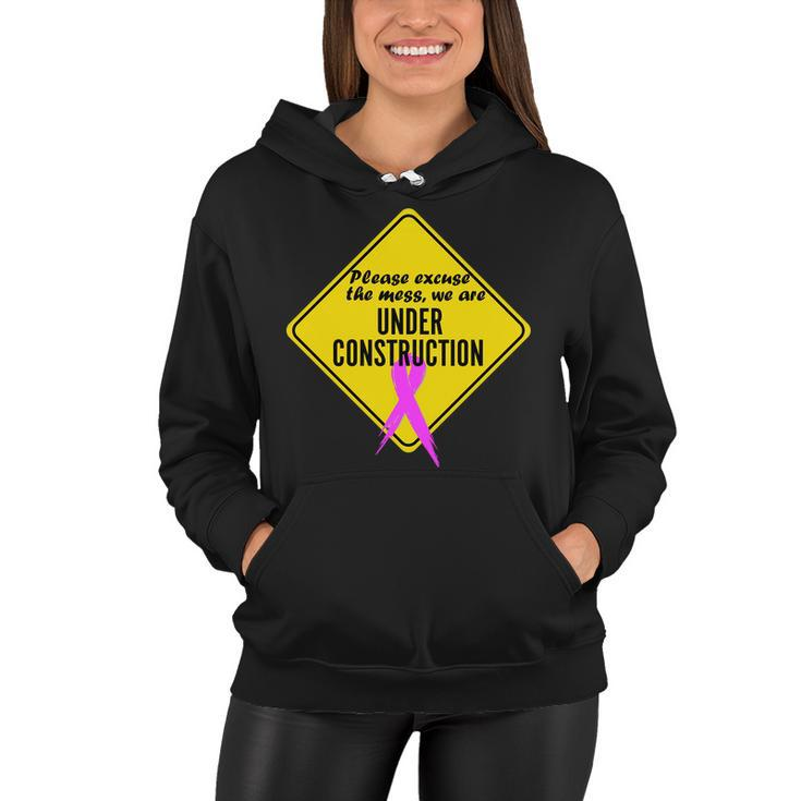 Breast Cancer Under Construction Sign  Women Hoodie