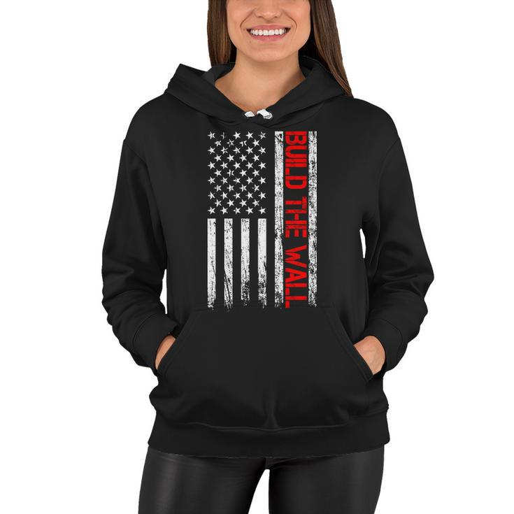 Build The Wall Distressed Flag Women Hoodie