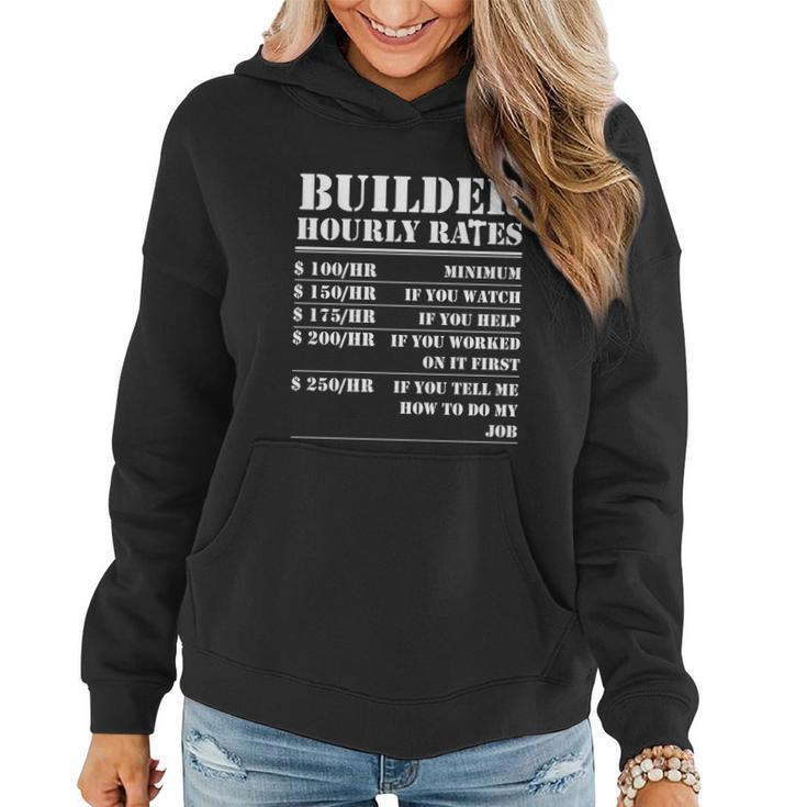 Builder Hourly Rate Funny Construction Worker Labor Building Gift Women Hoodie