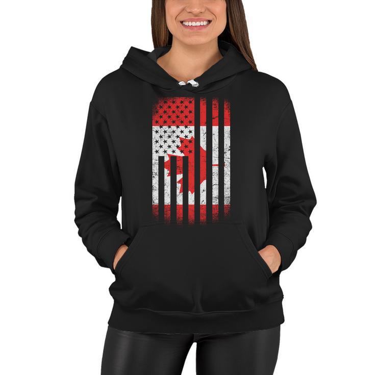 Canada Usa Mash-Up Maple Leaf Retro Flag Tshirt Women Hoodie