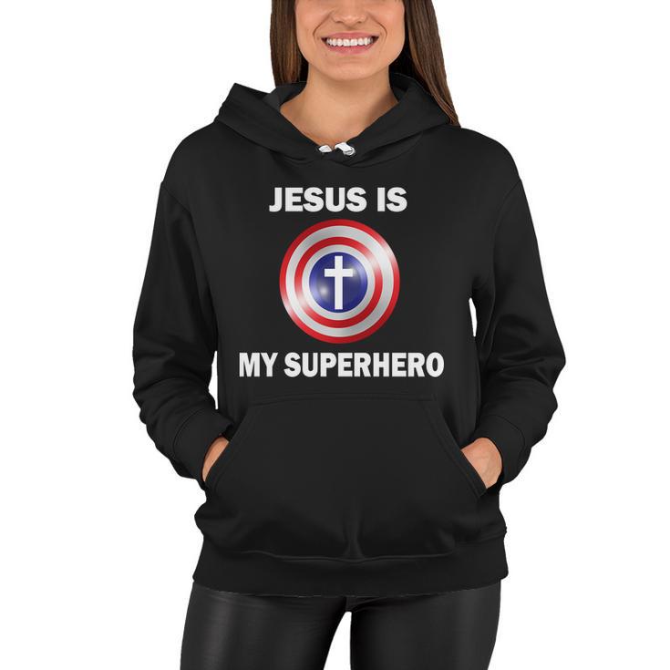 Captain Jesus Is My Superhero Cross Logo Women Hoodie