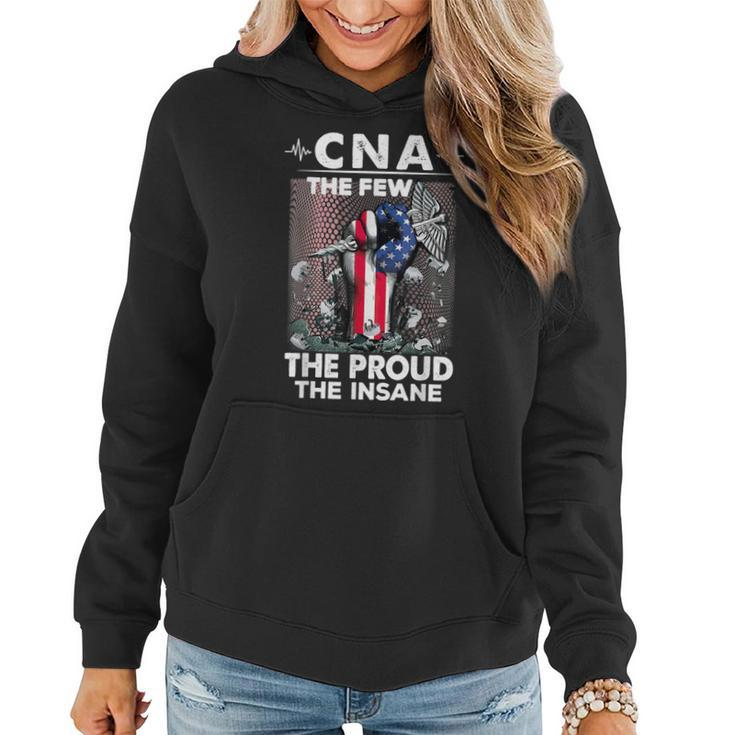 Cna Emt The Few The Proud The Insane Usa American Flag  Women Hoodie Graphic Print Hooded Sweatshirt
