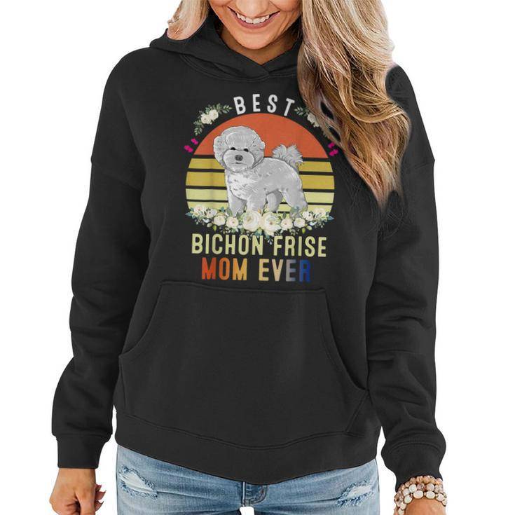 Cute Best Bichon Frise Mom Ever Retro Vintage Puppy Lover  Women Hoodie Graphic Print Hooded Sweatshirt