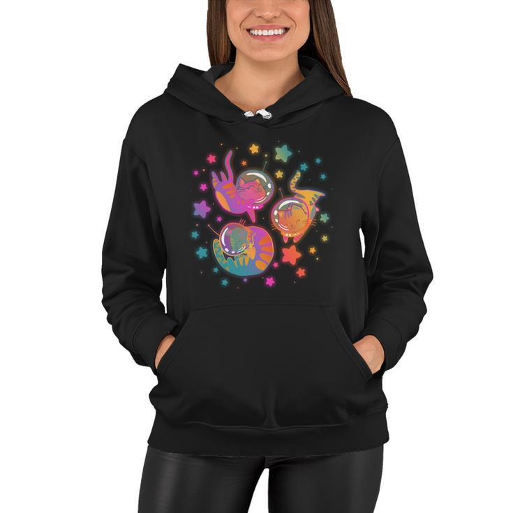 Cute Funny Astronaut Space Kitty Cats Women Hoodie