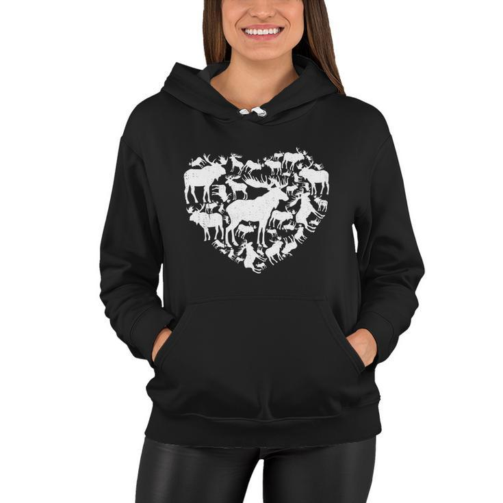 Cute Valentines Day Couple Heart Moose Animals Lover Gift Women Hoodie