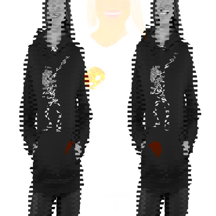 Dabbing Skeleton Pumpkin Head - Halloween Dancing Skeleton  Women Hoodie