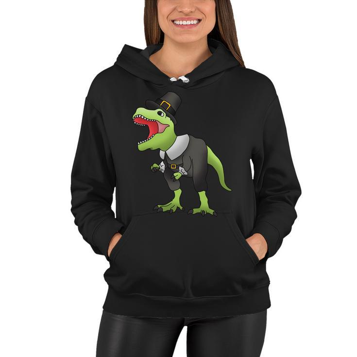 Dinosaur Thanksgiving Pilgrim Tshirt Women Hoodie