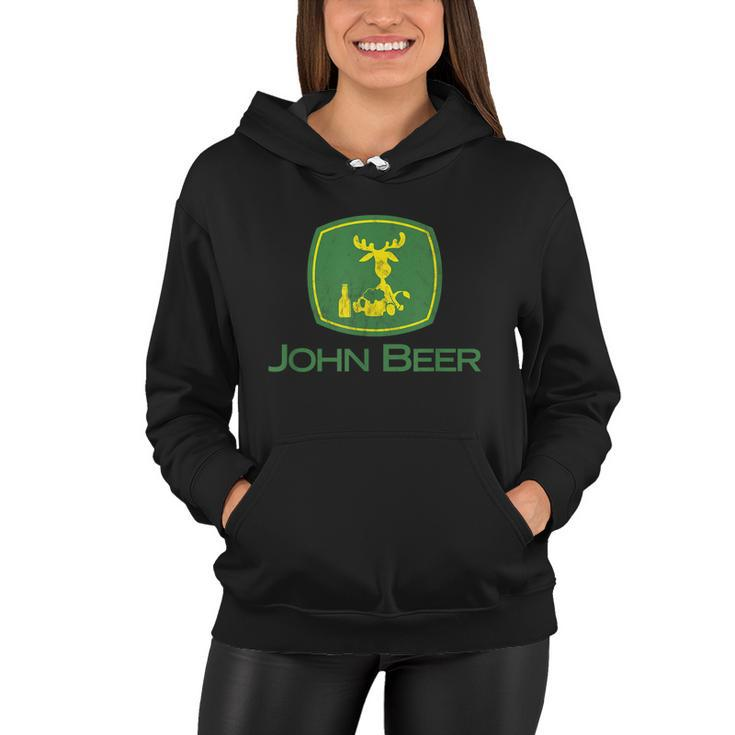 Distressed S Funny Tractor John Beer Deer Farmer Tshirt Women Hoodie