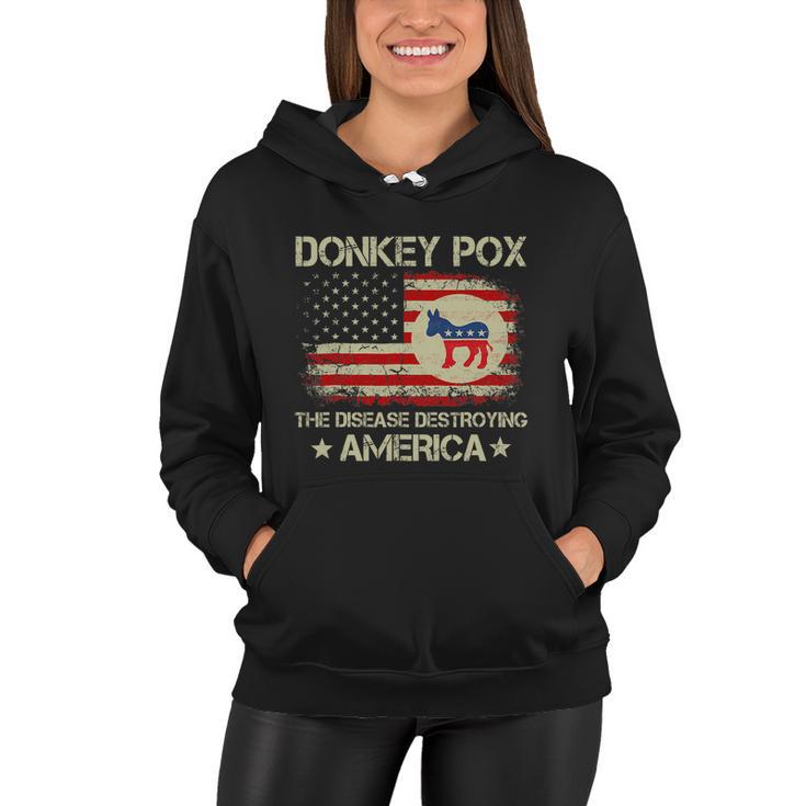 Donkey Pox The Disease Destroying America Funny Anti Biden Women Hoodie