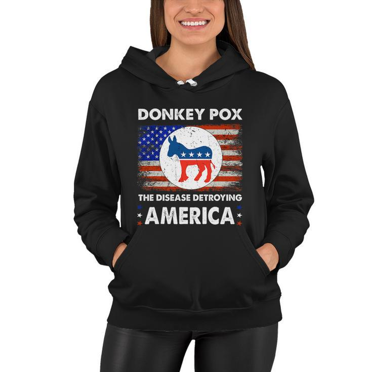Donkey Pox The Disease Destroying America Usa Flag Funny Women Hoodie
