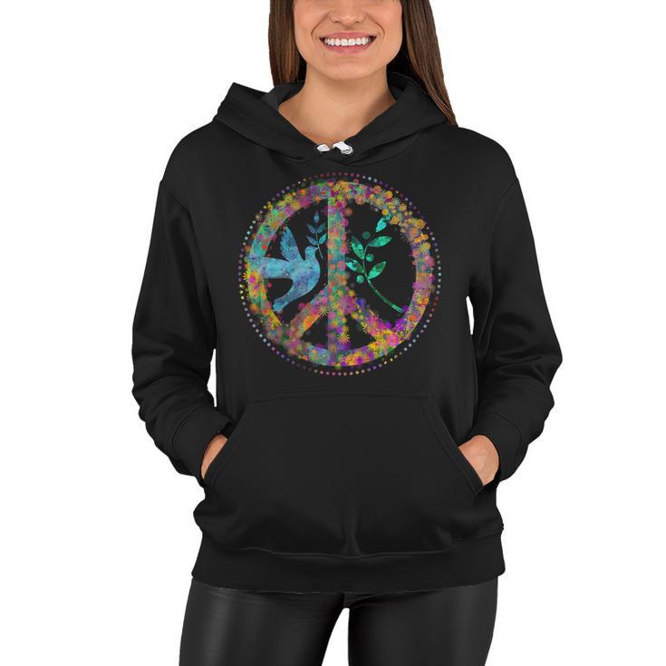 Earth Watercolor Peace Sign Tshirt Women Hoodie