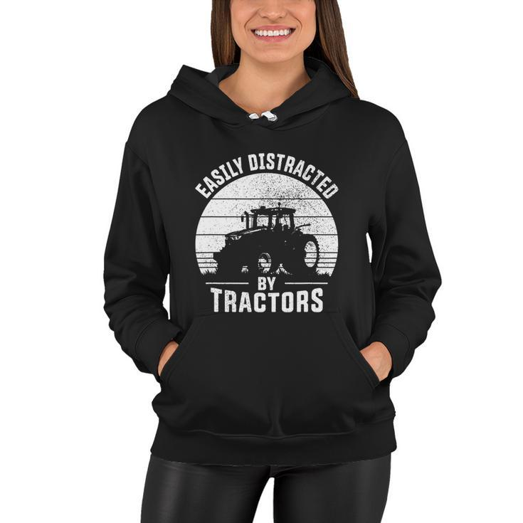 Easily Distracted By Tractors Farmer Tractor Funny Farming Tshirt Women Hoodie