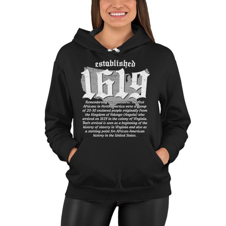 Established 1619 African American History Us Map Tshirt Women Hoodie