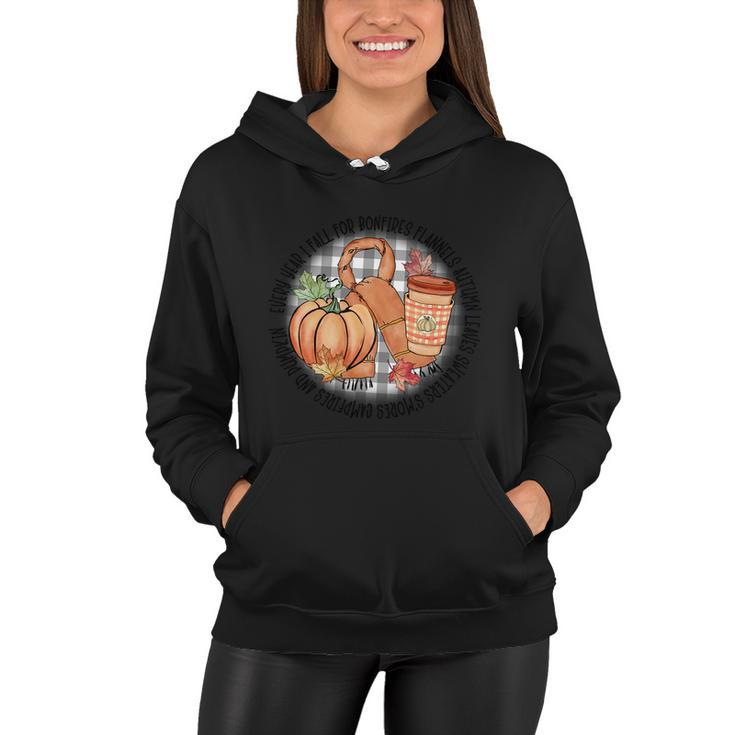 Every Year I Fall For Bonfires Flannels Thanksgiving Quote V2 Women Hoodie