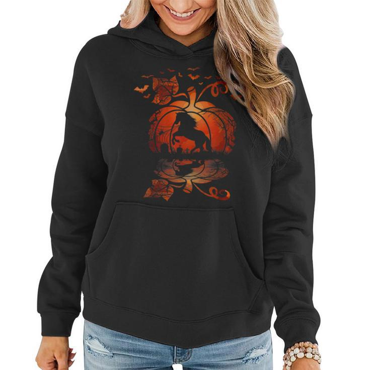 Fall Cute Horse In The Pumpkin Funny Halloween Autumn Happy Women Hoodie Graphic Print Hooded Sweatshirt