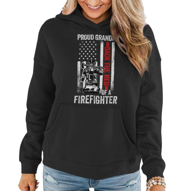 Firefighter Proud Grandpa Of A Firefighter Back The Red American Flag V2 Women Hoodie