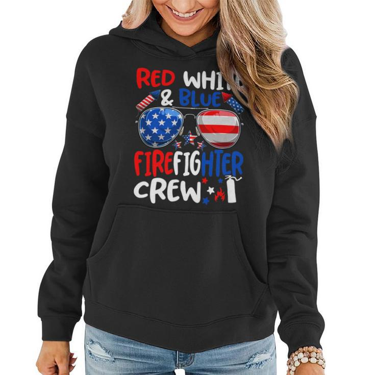 Firefighter Red White Blue Firefighter Crew American Flag Women Hoodie